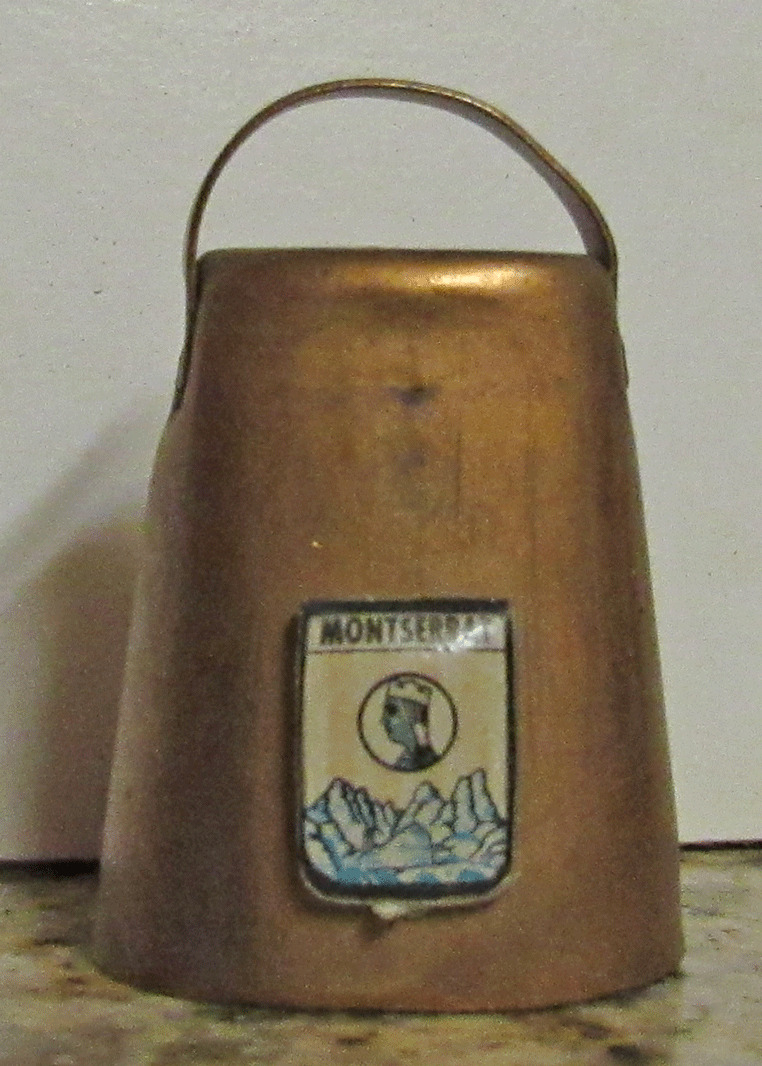 Vintage MONTSERRAT Spain Souvenir  Copper Bell 1-5/8 inches Tall