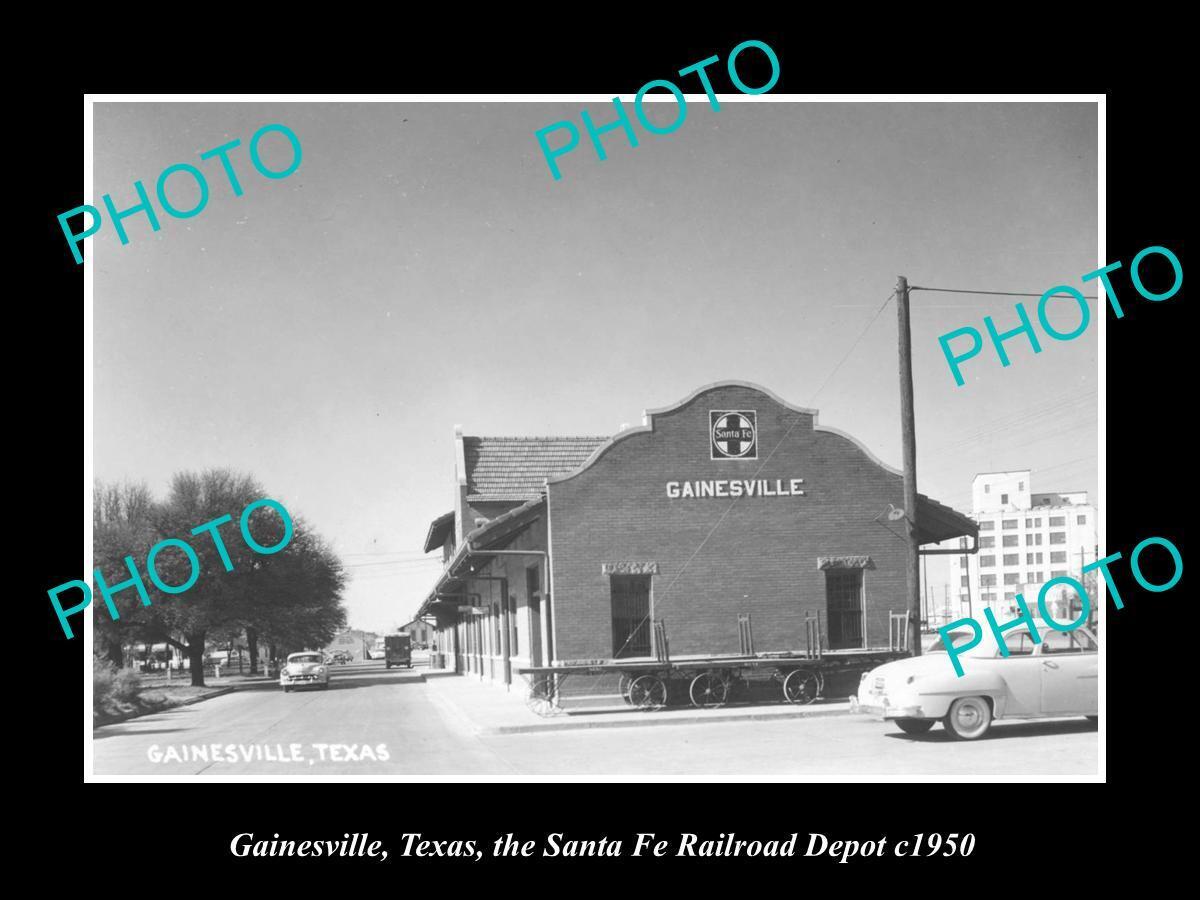 OLD LARGE HISTORIC PHOTO OF GAINESVILLE TEXAS THE RAILROAD DEPOT STATION c1950