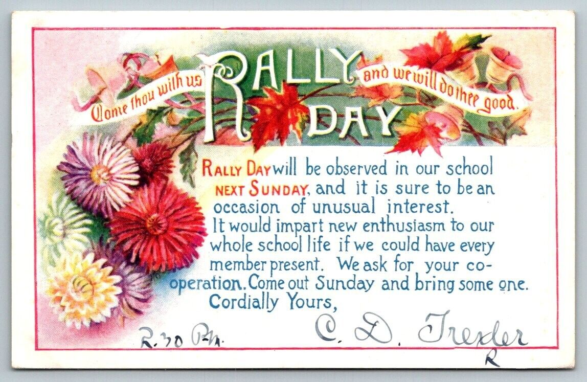 1912  Brooklyn   New York  Rally Day  Church of the Good Shephard Postcard