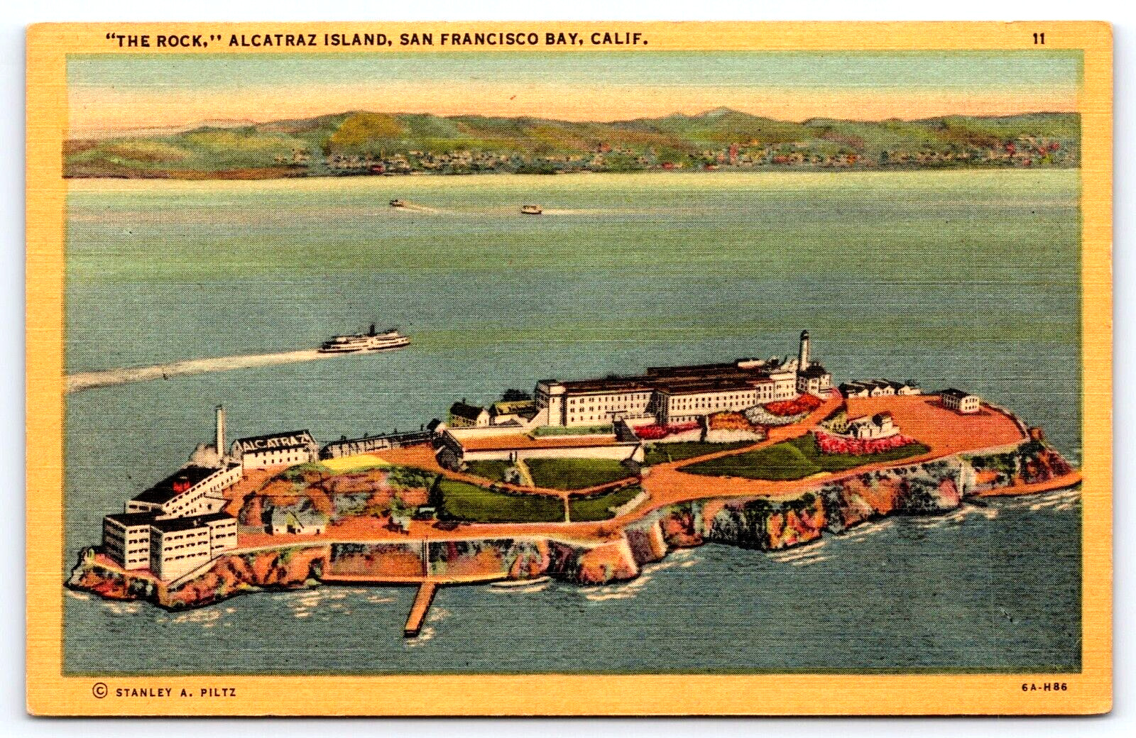 Original Old  Vintage Antique Postcard Alcatraz Island San Francisco California