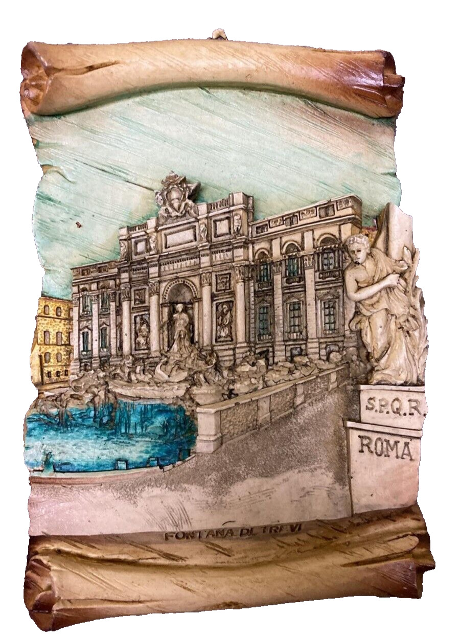 SALE Rome's Trevi Fountain Souvenir 3-D Wall Plaque, Made in Italy