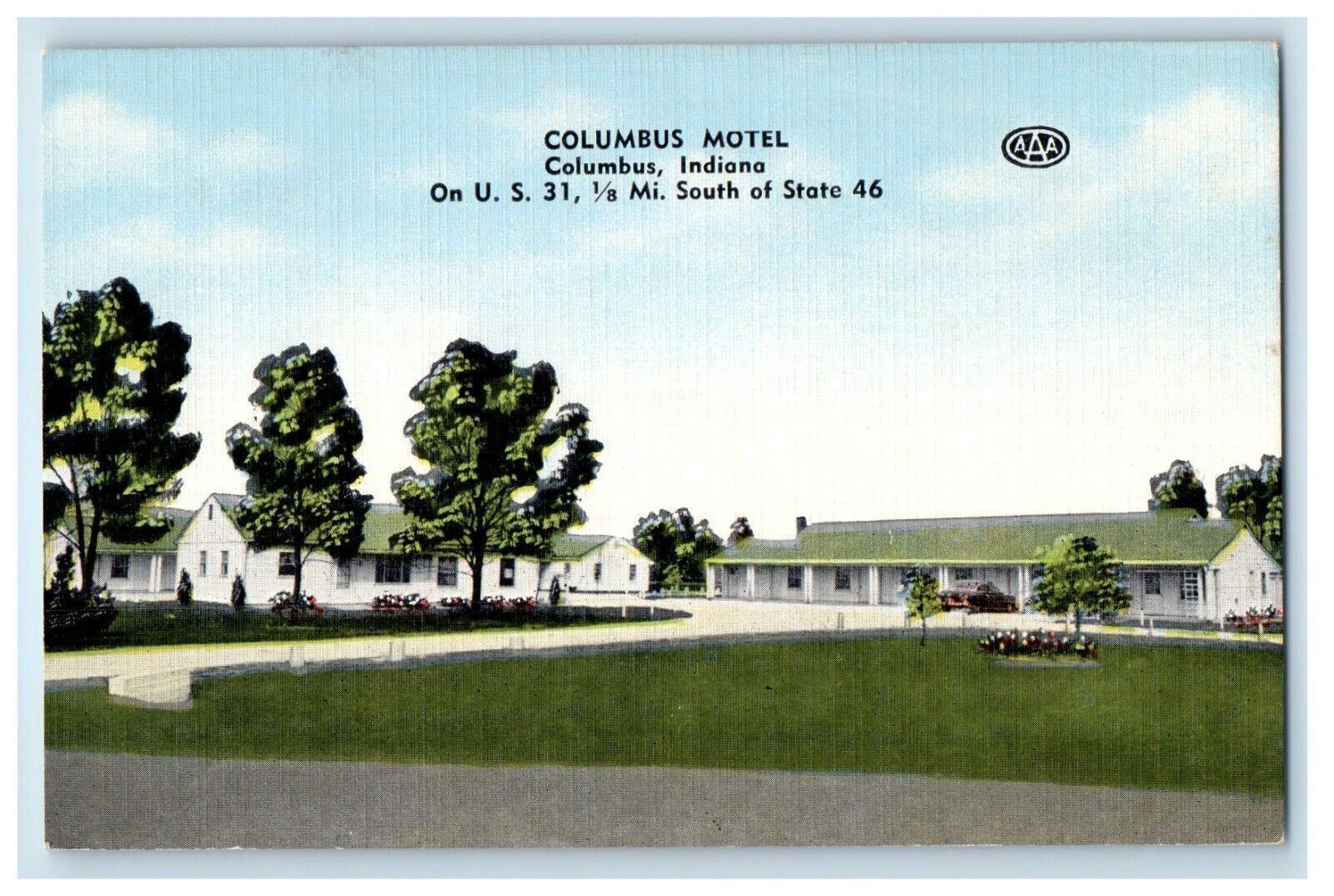 Columbus Hotel Scene Roadside Columbus Indiana IN Unposted Vintage Postcard