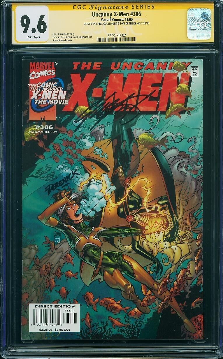 Uncanny X-Men #386 CGC 9.6 Claremont & Derenick signature series 2000 signed