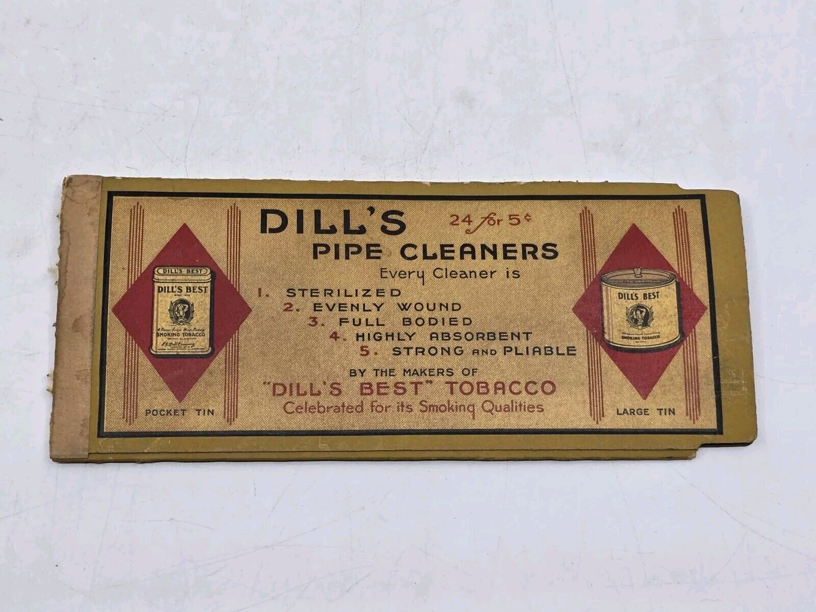 DILL\'S PIPE CLEANERS Pack VTG 1940s Nostalgia (Open) with cleaners inside