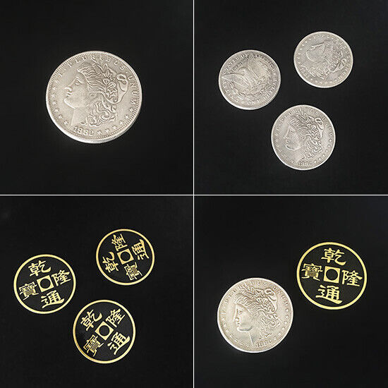 Double Face Super Triple Coin (Morgan Dollar) by Johnny Wong Close up Magic Fun