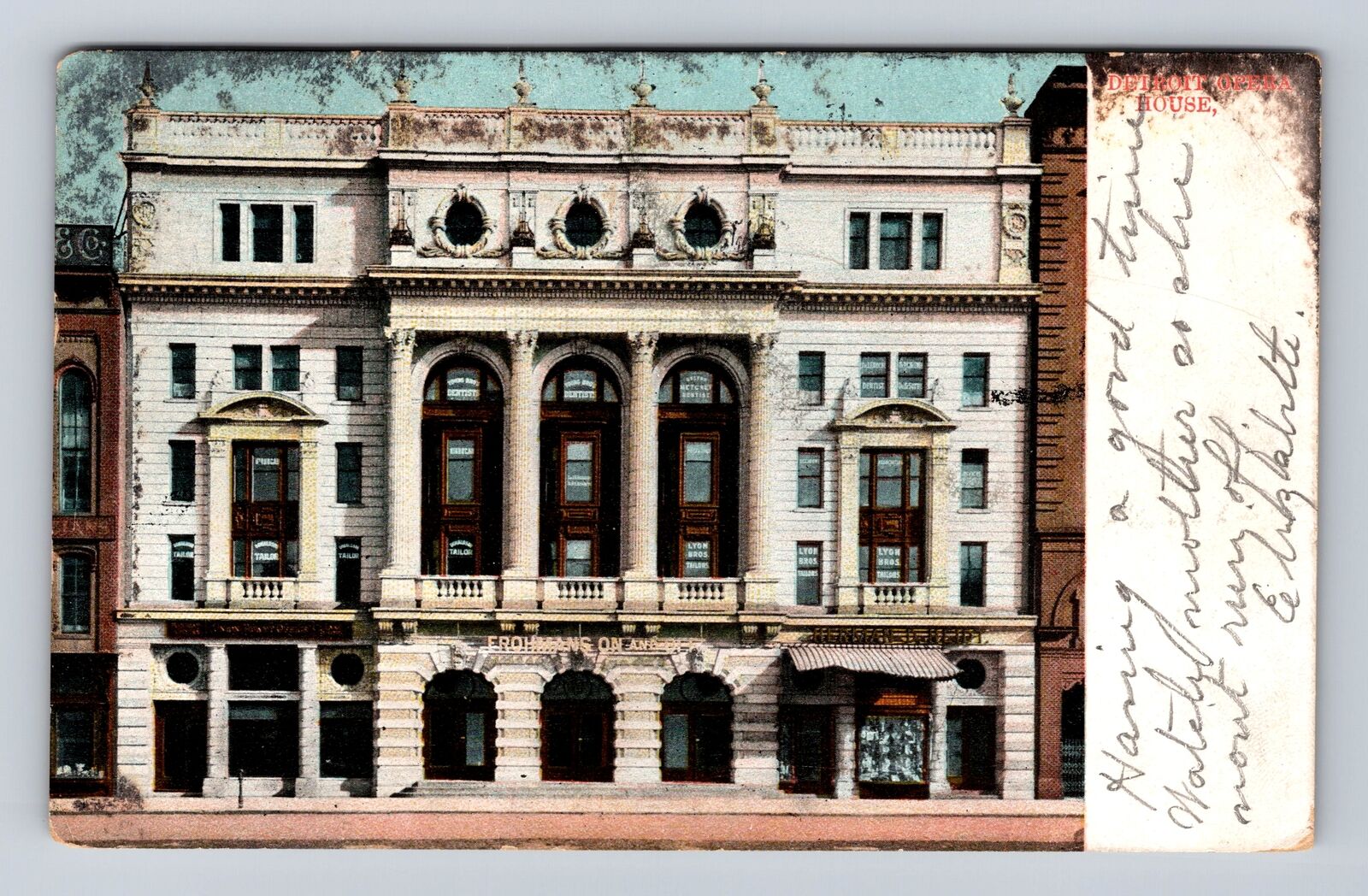 Detroit MI-Michigan, Opera House, Antique, Vintage c1907 Souvenir Postcard