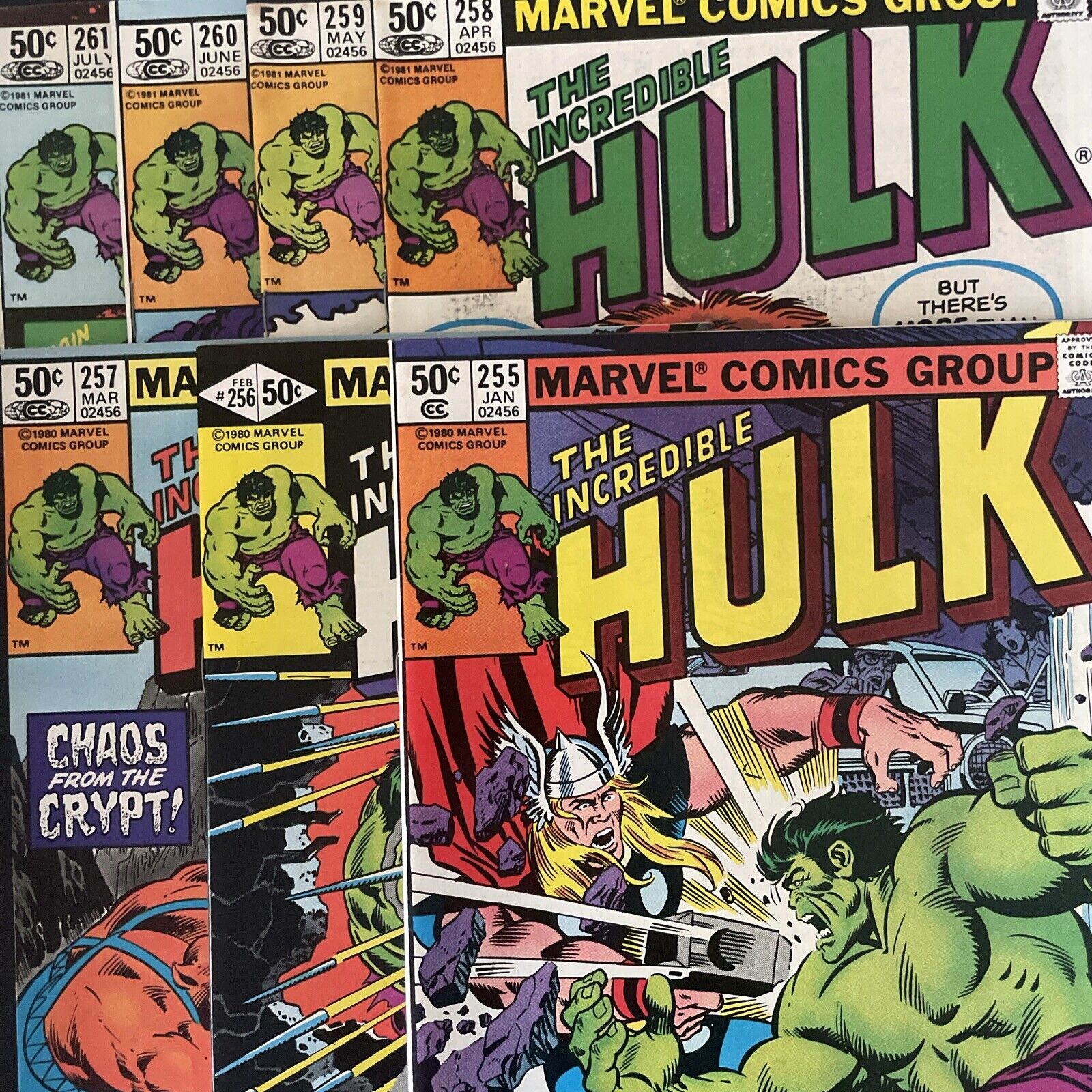 Incredible Hulk #255 256 257 258 259 260 & 261 (Marvel) Lot Of 6 Comics