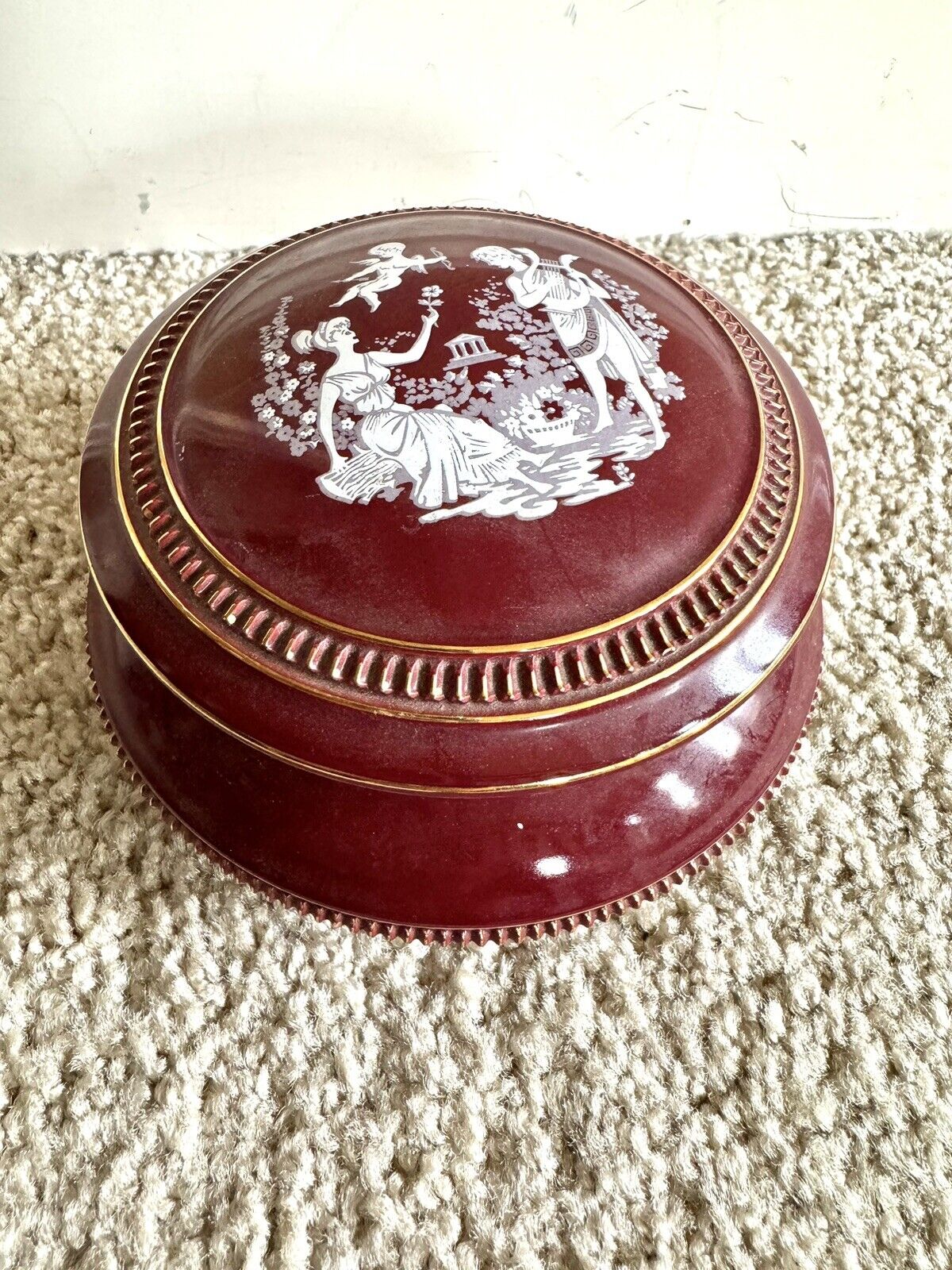 Vintage Hand Made Porcelain Trinket Box with Lid C. Florentine Italy