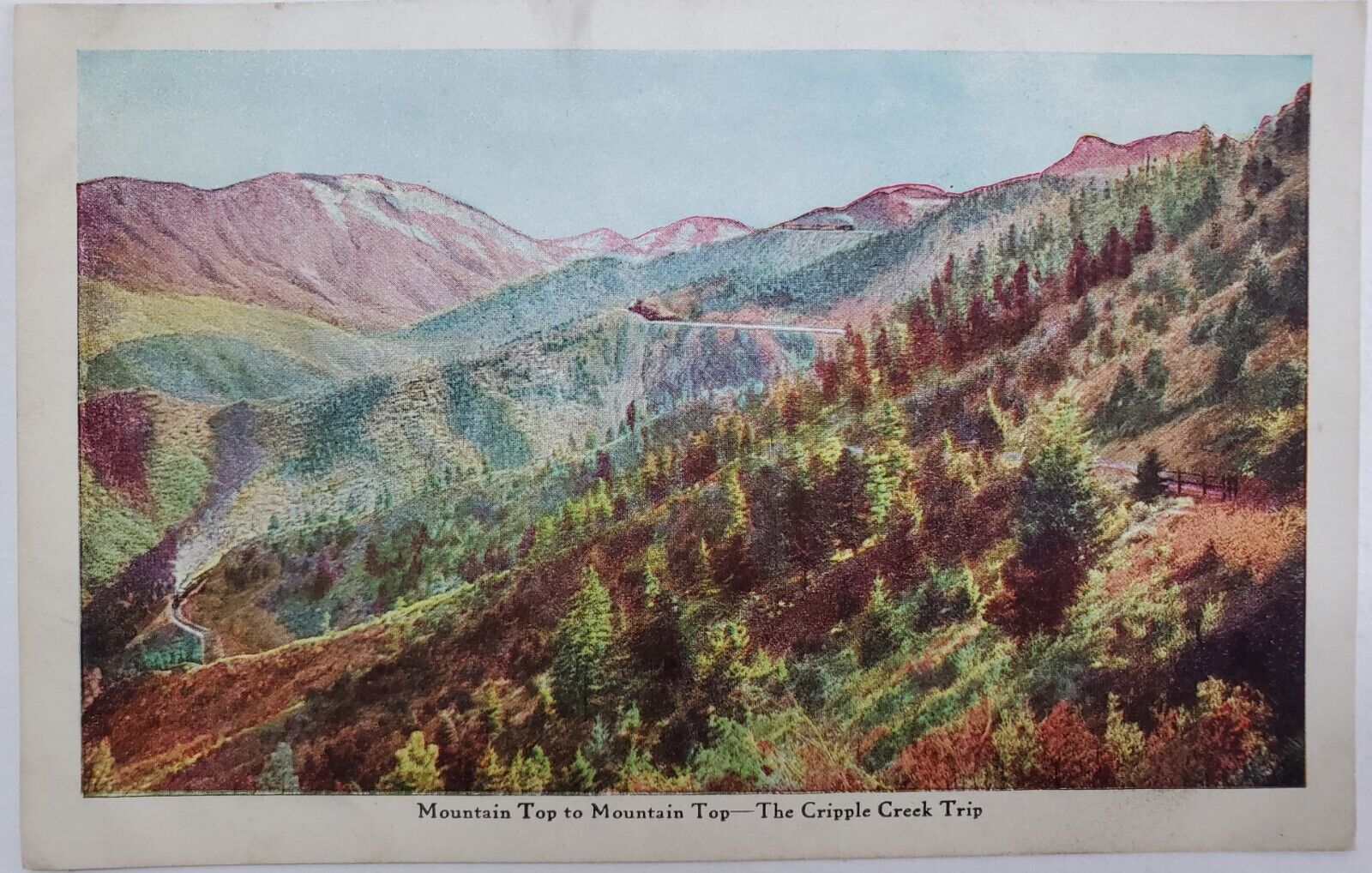 Cripple Creek, CO Mountain Top to Mountain Top Antique Postcard k2