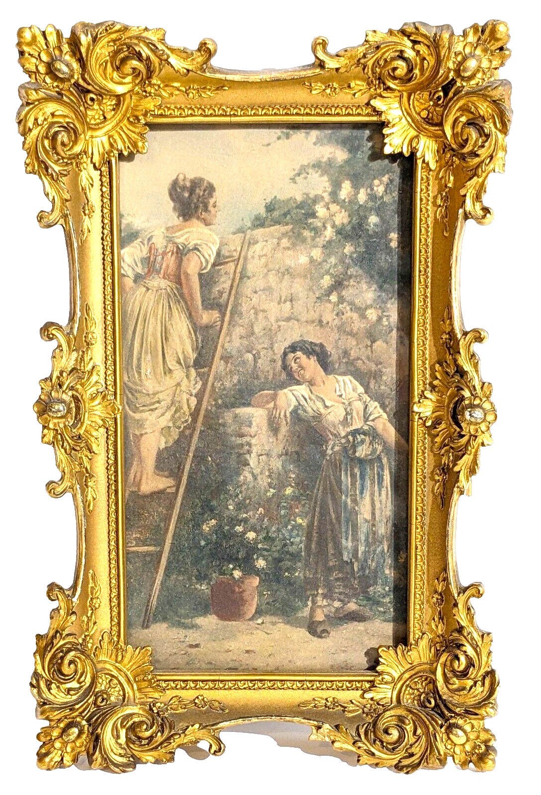 Ornate 19th C Gilt Gesso Rococo Frame Original HW Jackson Baltimore MD 11x7 9x5\