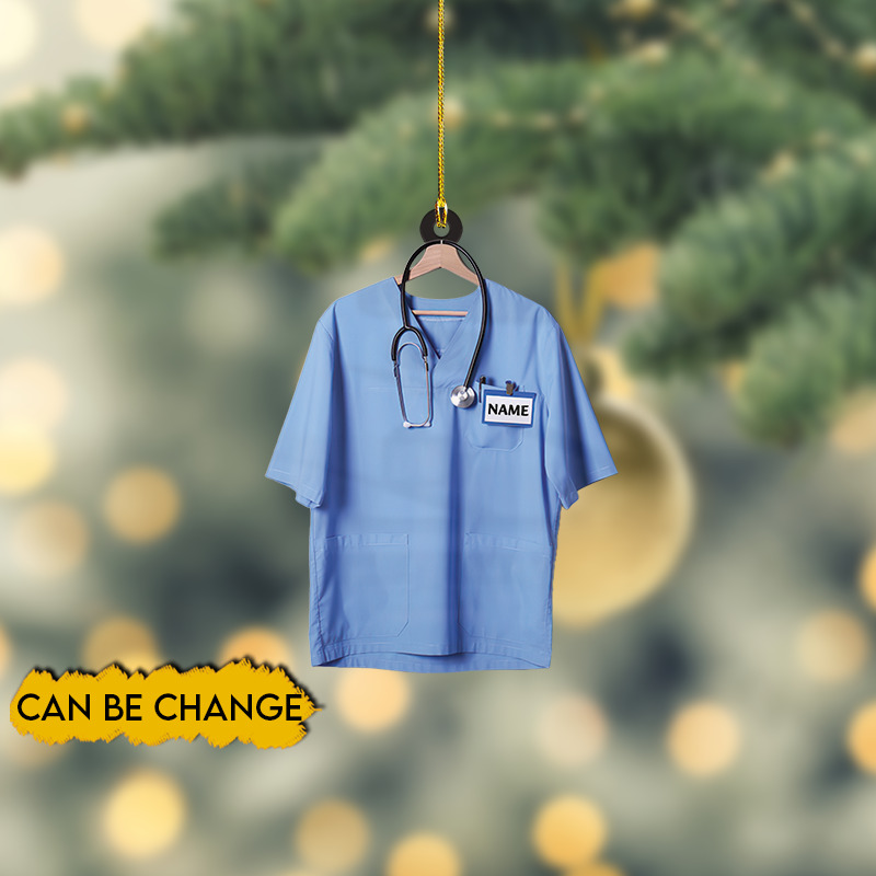 Personalized Nurse Uniform Christmas Ornament, Nurse Nursing Xmas Ornament