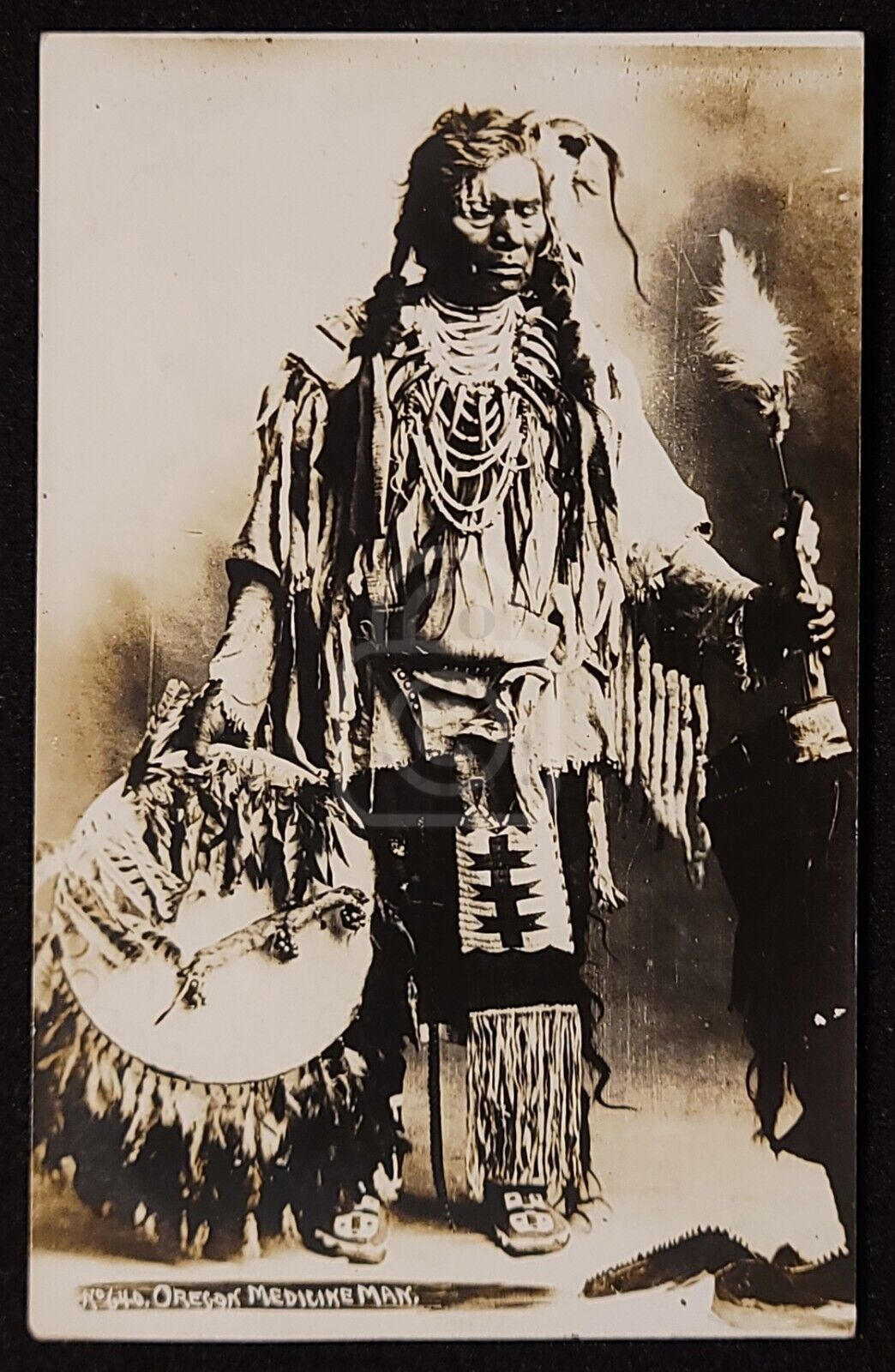 Incredible RPPC of an Oregon Indian Medicine Man. Oregon. C 1910\'s. Patton