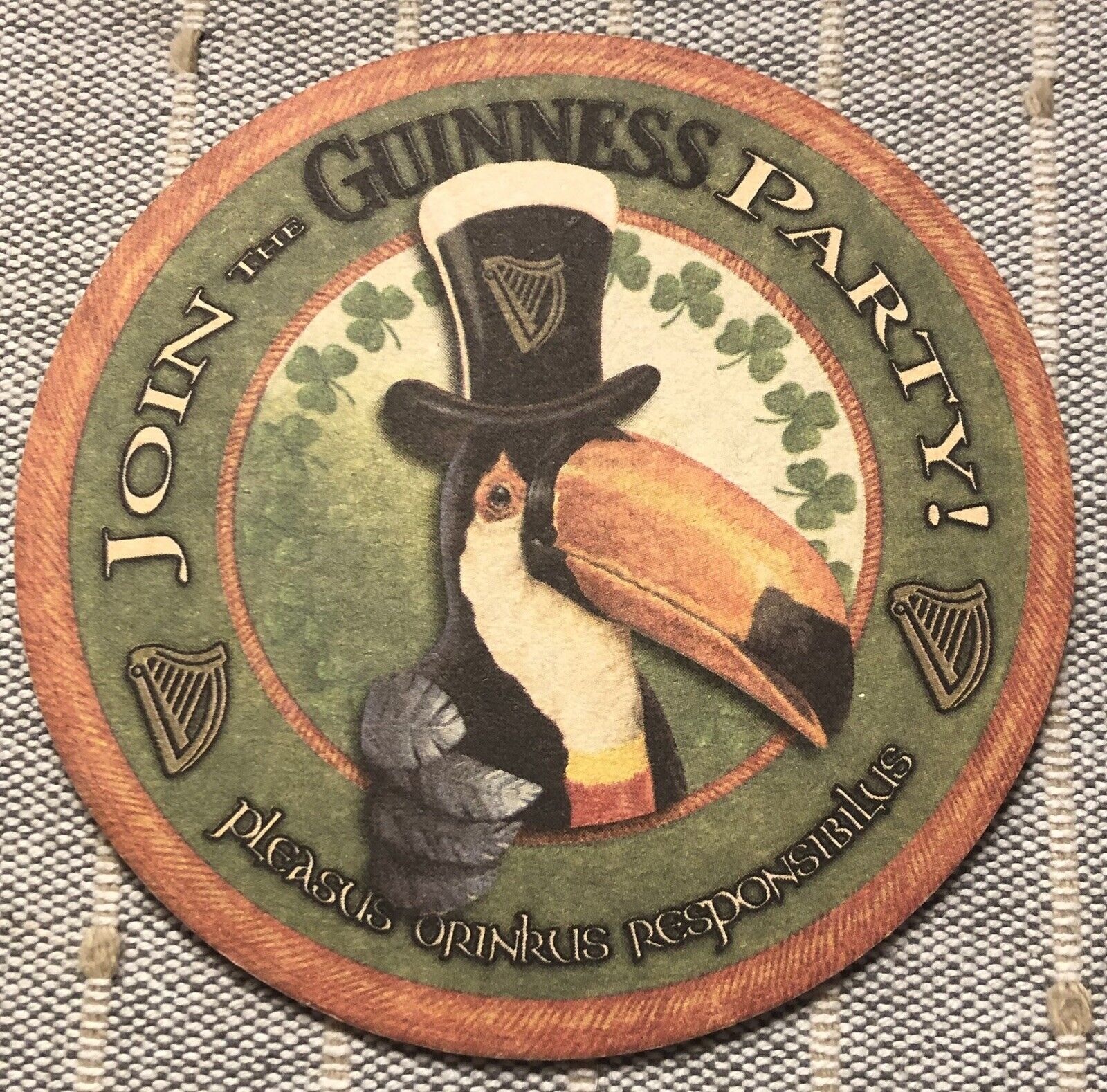 Lot of 5 “Join The Guinness Party”Toucan Double-sided Paper Coasters 2001 - New