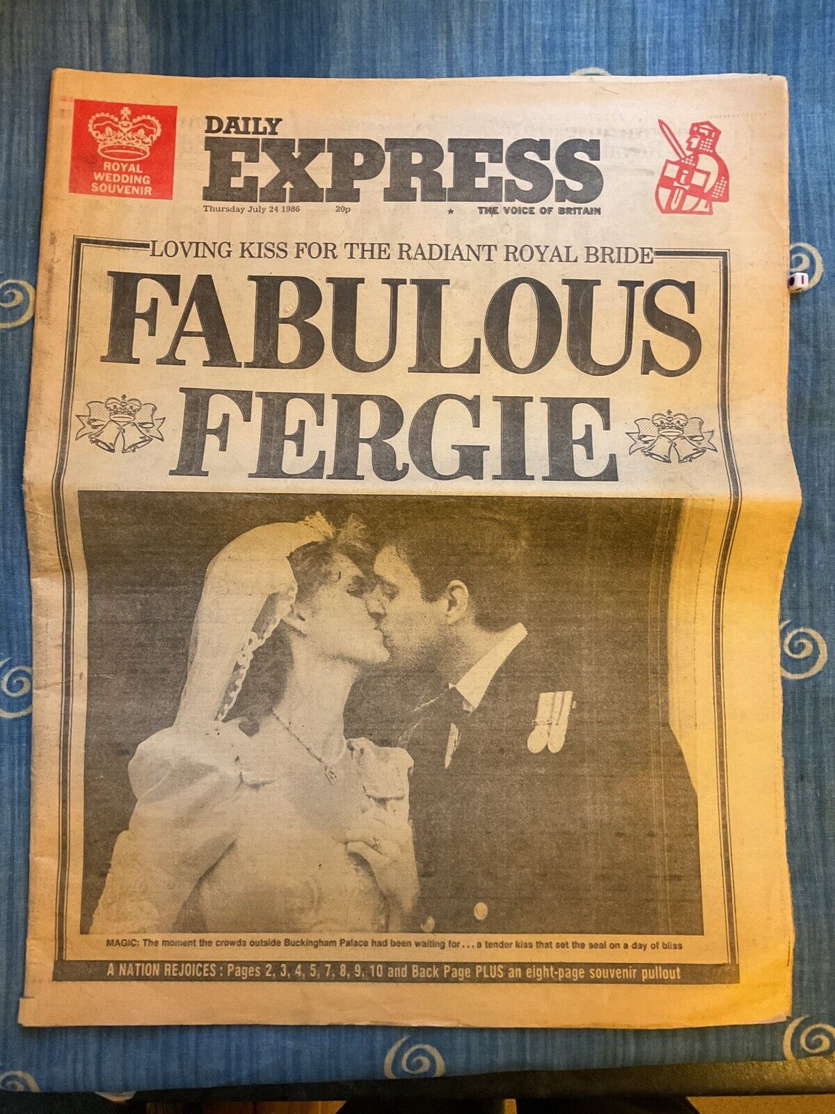 Prince Andrew Sarah Ferguson Royal Wedding Souvenir Newspaper , Full Paper