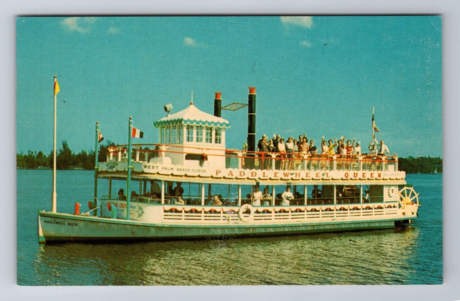 West Palm Beach FL-Florida, The Paddlewheel Queen, Antique, Vintage Postcard