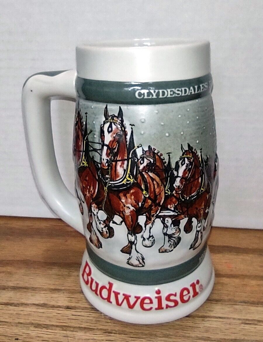 Budweiser 50th Anniversary Clydesdales Holiday Beer Stein Mug 1933-1983