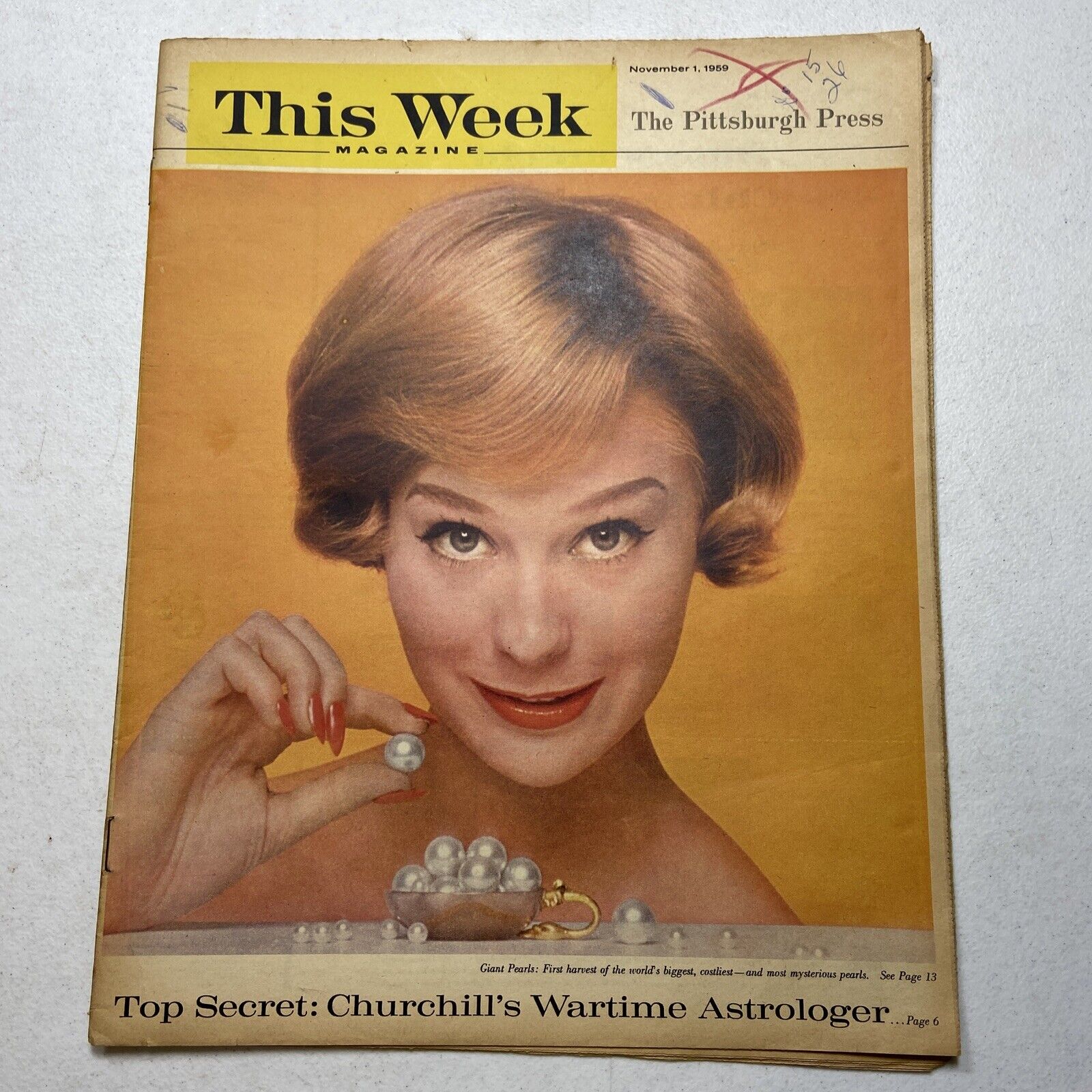 THIS WEEK Magazine - November 1, 1959 - Churchill's Astrologer, Marie Curie 