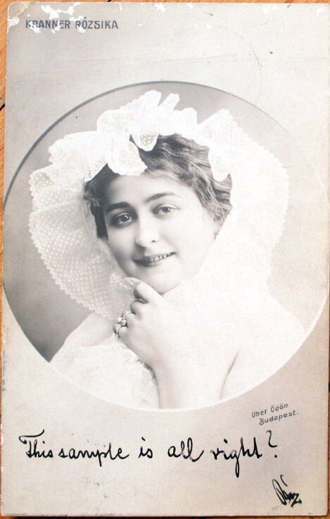 1904 Hungarian/Hungary Performer Realphoto Postcard: Kranner Rozsika