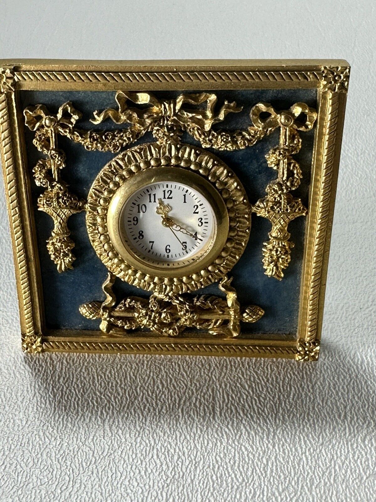 ITALIAN CHIELLINI MINI DESK CLOCK MADE IN ITALY Vintage Blue Marble Working