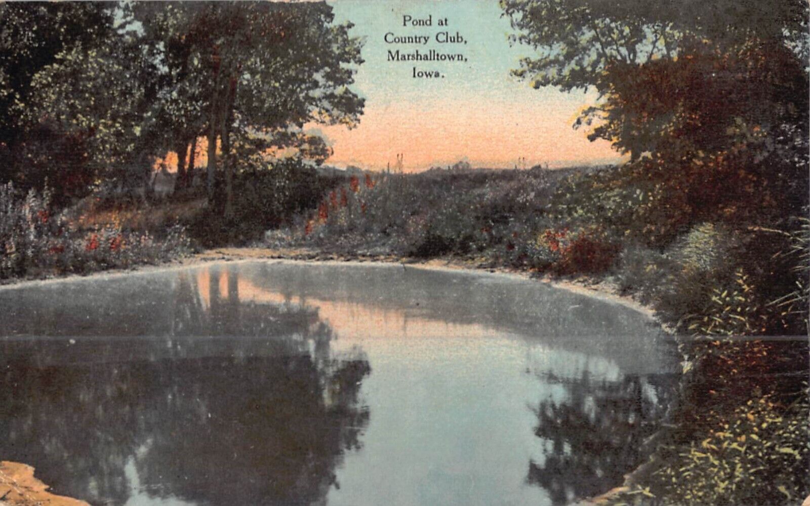1917 Postcard of the Pond at the Country Club, Marshalltown, Iowa