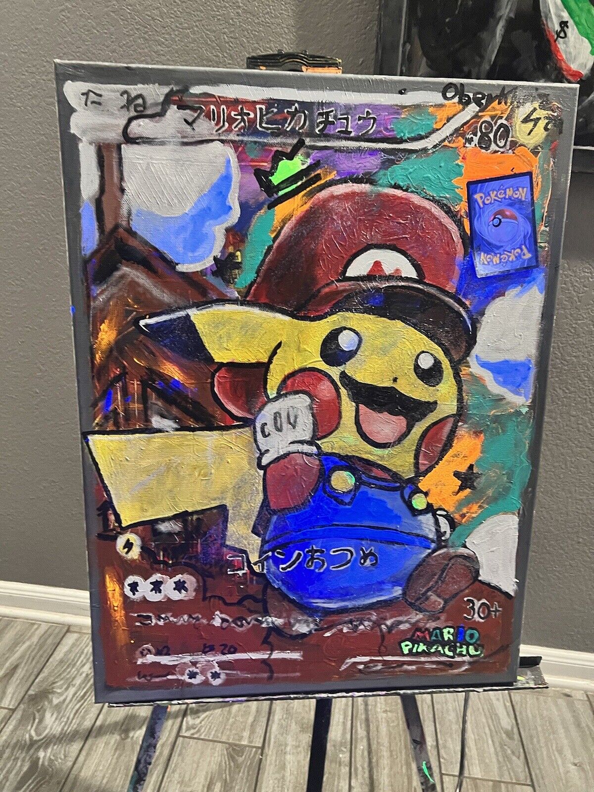 Super Mario Pikachu Card Inspired Painting