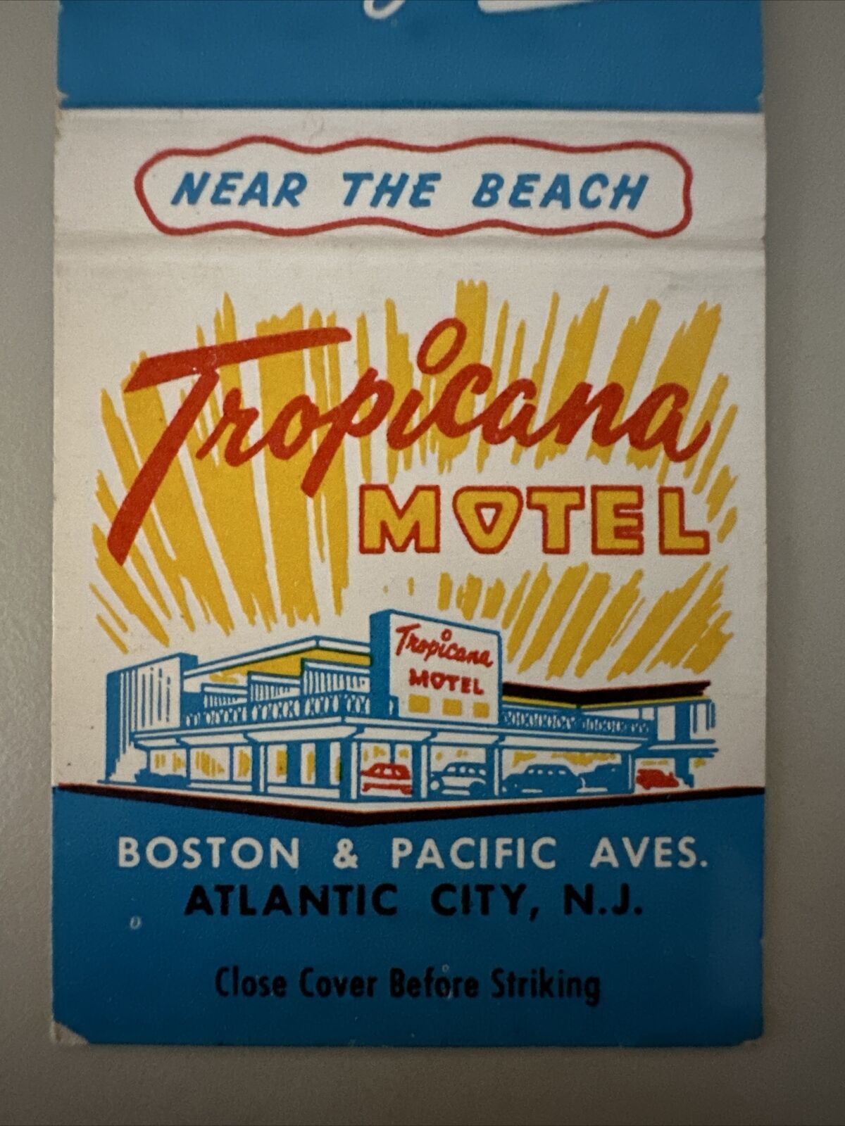 Vintage 1950s Fiesta Motel Atlantic City NJ Matchbook Cover Midcentury RARE