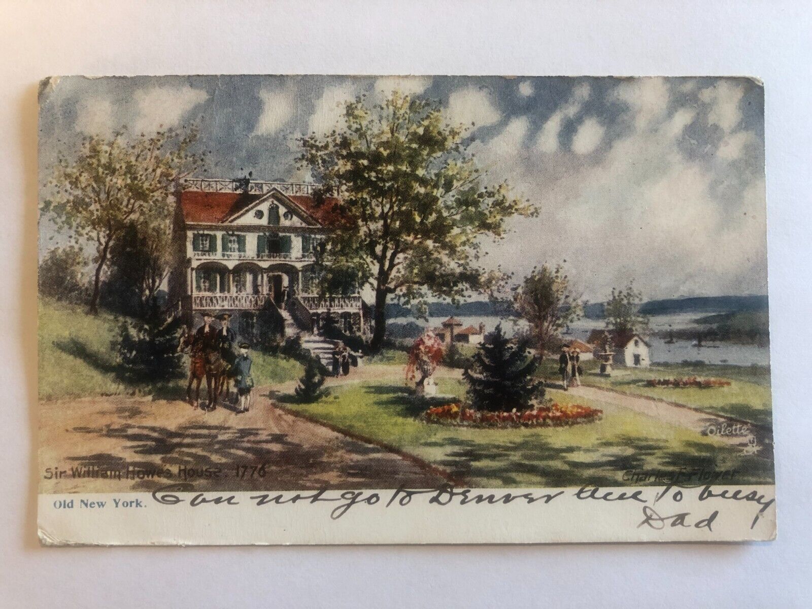 New York City~Sir William Howes House 1776~History~1908 TUCK Post card