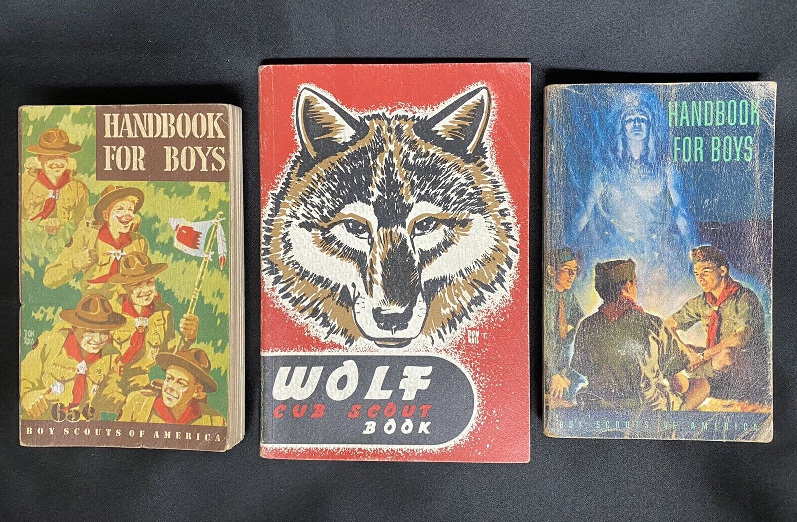 Lot of 3 Vintage 1948 & 1954 Boy Scouts of America/Wolf Cub Scout HANDBOOKS