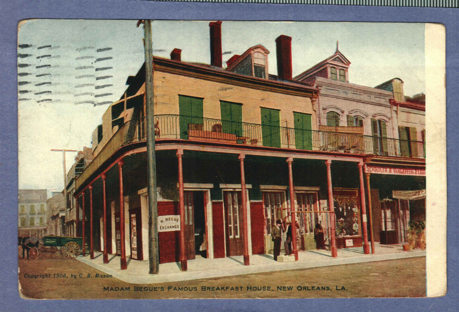 Postcard Madam Begue\'s Breakfast House New Orleans Louisiana LA Posted 1910