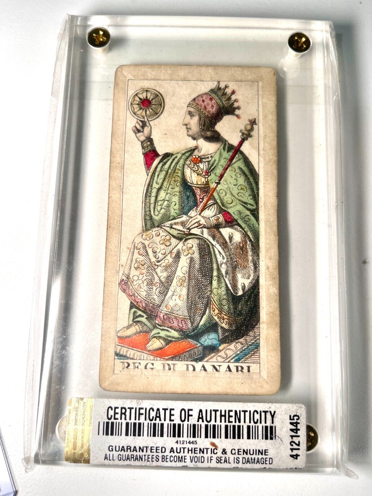 c1835 Antique Tarot Card Queen of Coins/Pentacles Museum Quality
