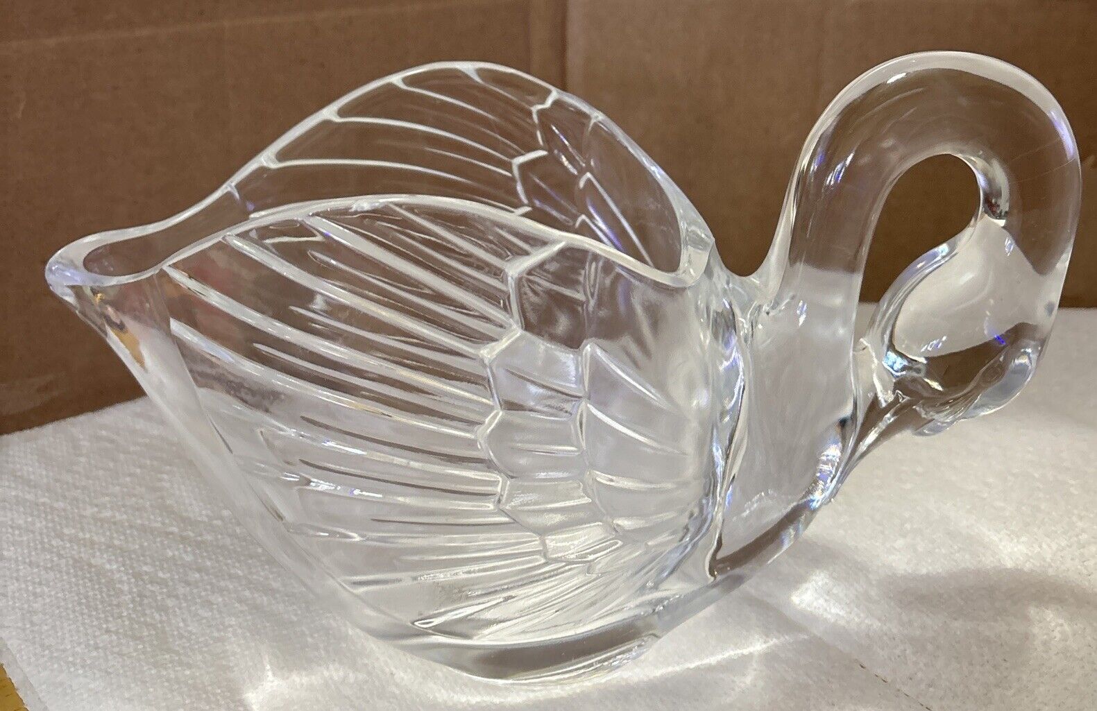 Vintage Very Heavy￼ Crystal Swan Bowl / Vase