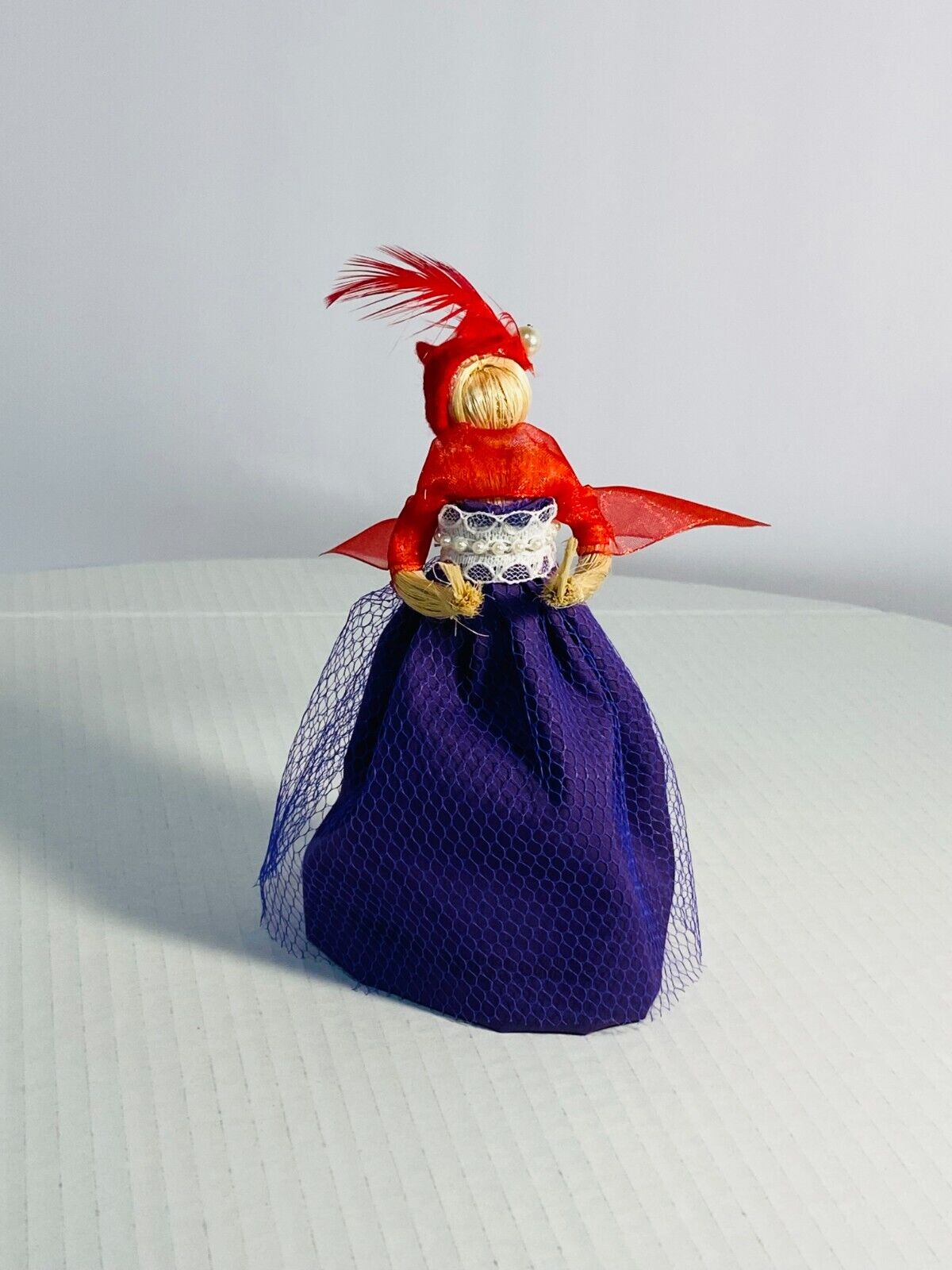 Rare VTG Original Jute Little Faceless Witch Handmade Doll 7\