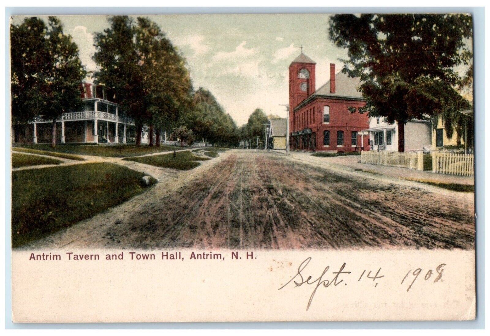 1908 Antrim Tavern and Town Hall, Antrim New Hampshire NH Antique Postcard