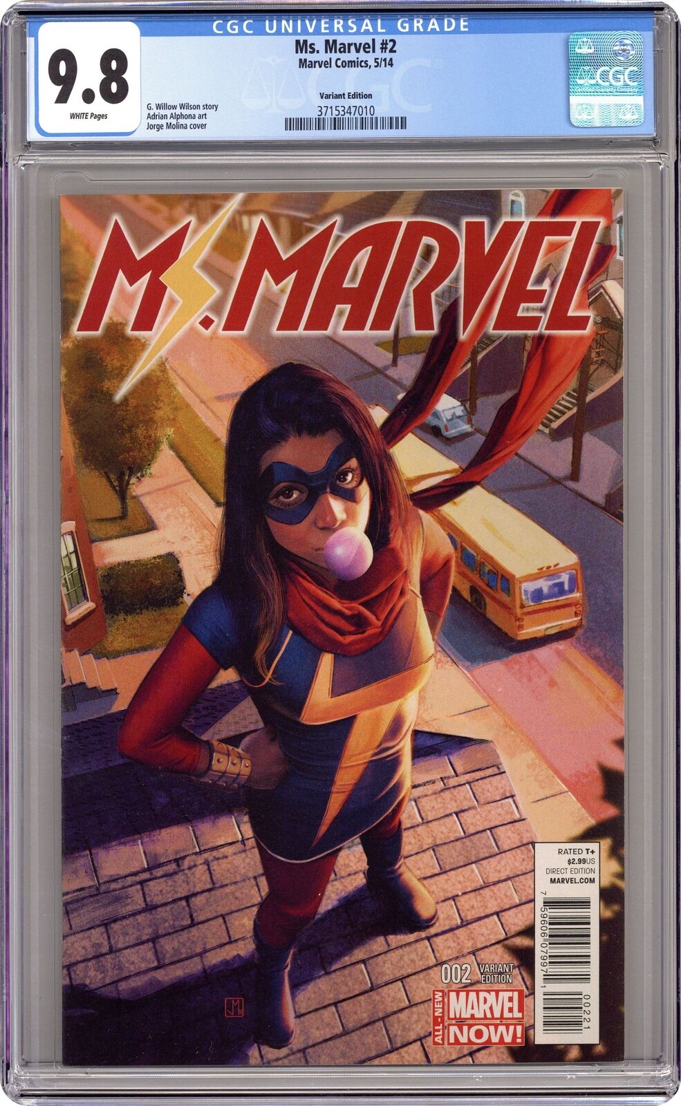 Ms. Marvel #2B Molina 1:50 Variant CGC 9.8 2014 3715347010