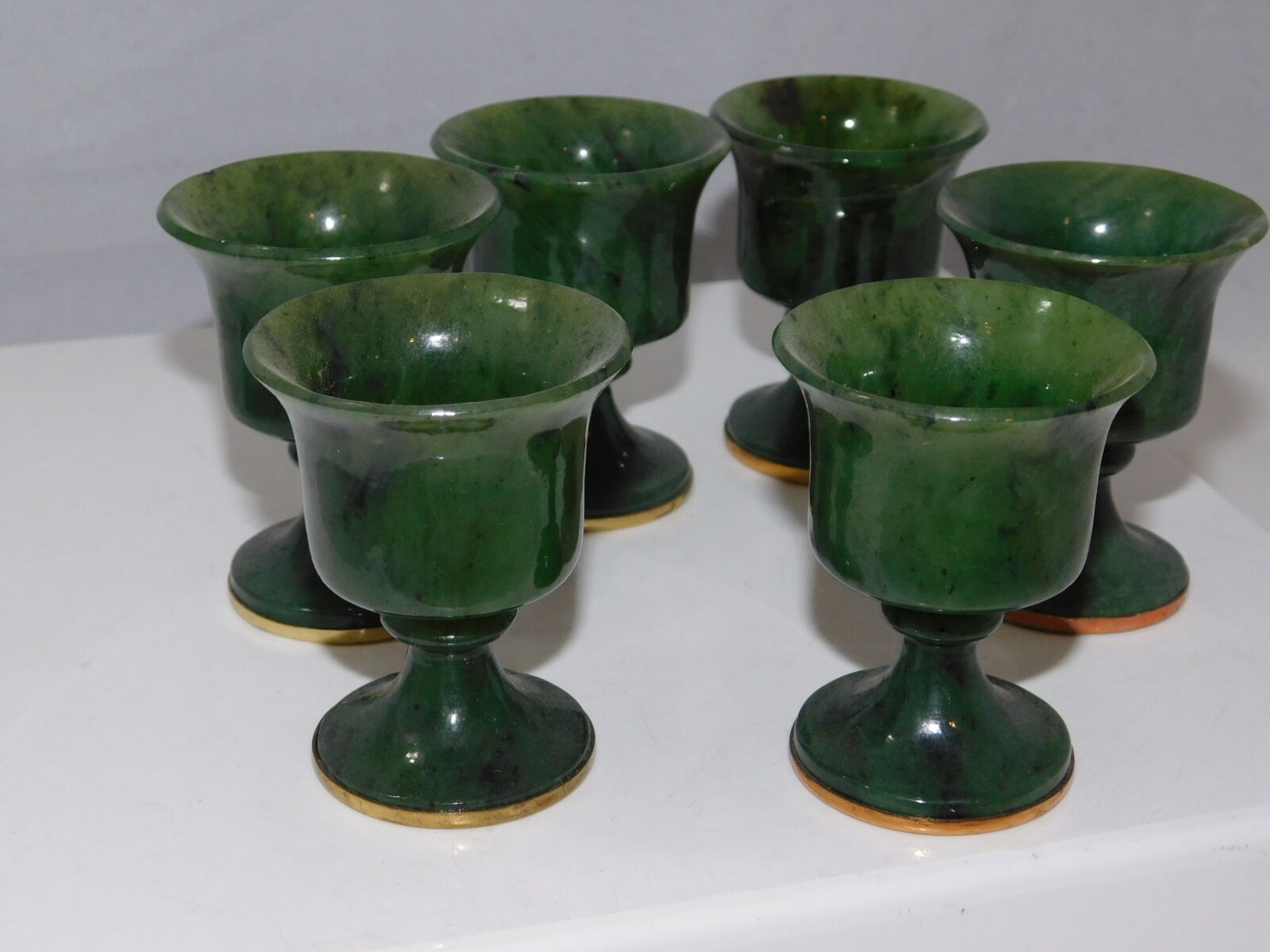 Beautiful Quality Genuine Russian Carved Jade Sm Cup Shot Glass Stemware EACH