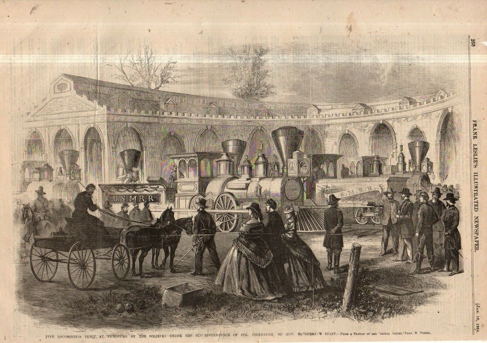 1864 Leslie\'s January 16 - Five Vicksburg locomotives built under McPherson
