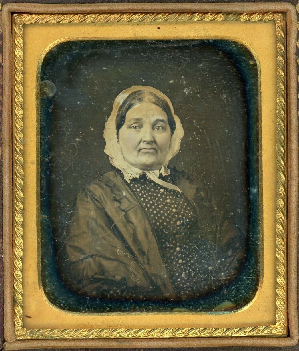 Woman Wearing Day Cap With Frown (1/6 Plate Daguerreotype)