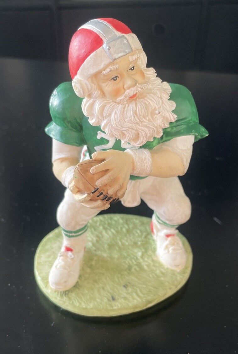 Vintage Santa Claus Football Player Resin Christmas Figurine  Statue - 5.5”