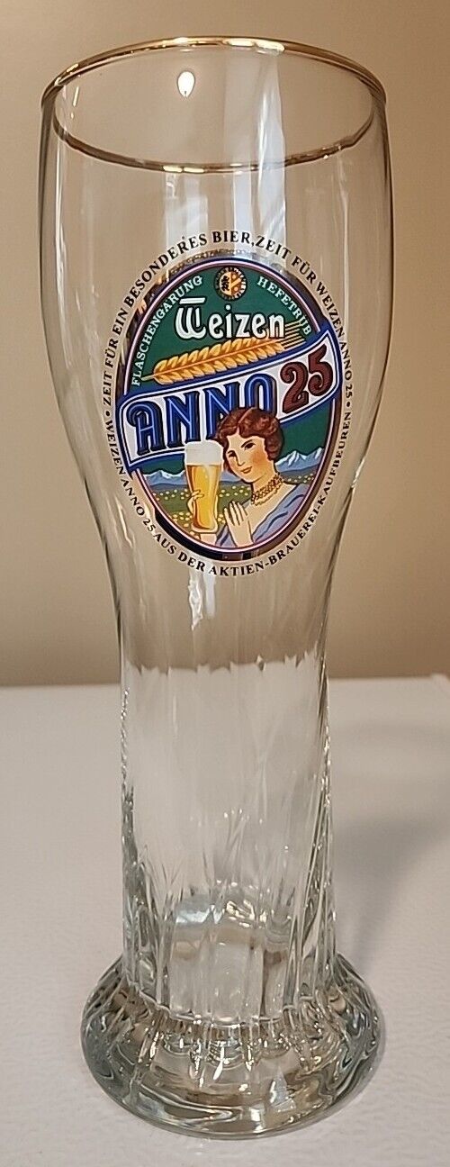Vintage Aktienbrauerei Kaufbeuren Anno 25 Hefeweizen .5 L Pilsner Beer Glass