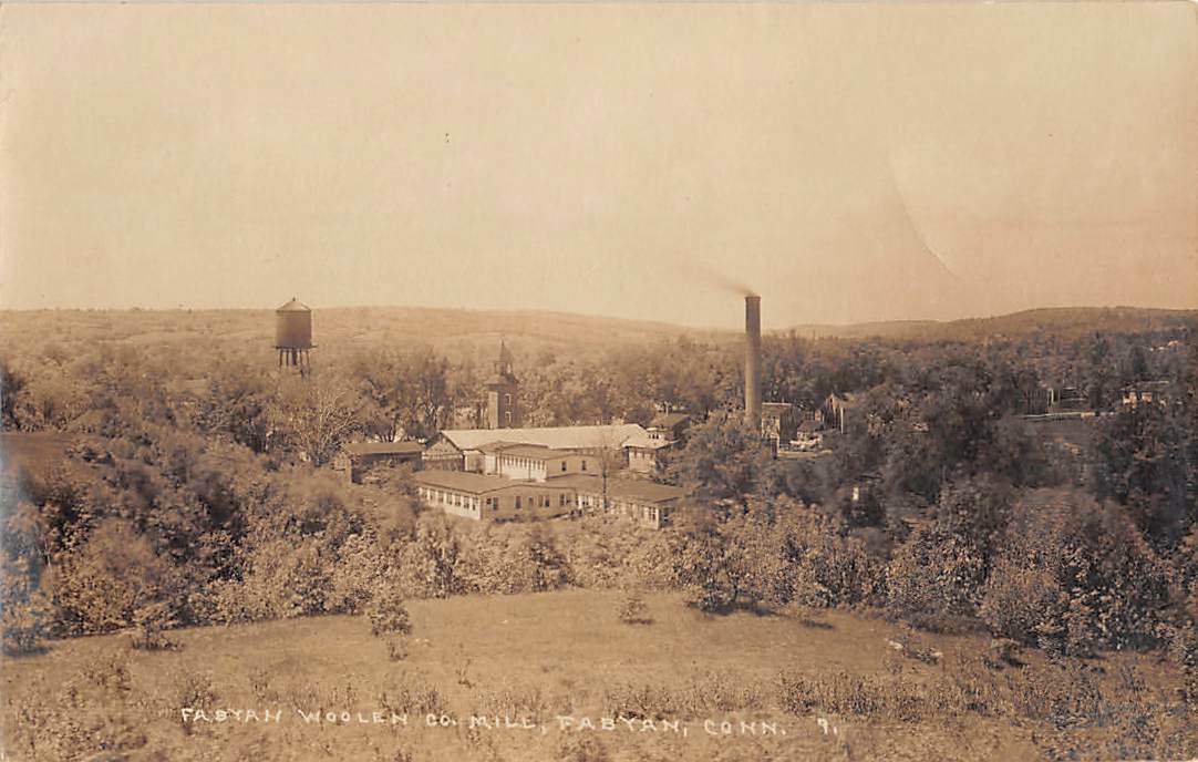 FABYAN,THOMPSON, CT, WOOLEN COMPANY FACTORY OVERVIEW, REAL PHOTO PC c 1910-20