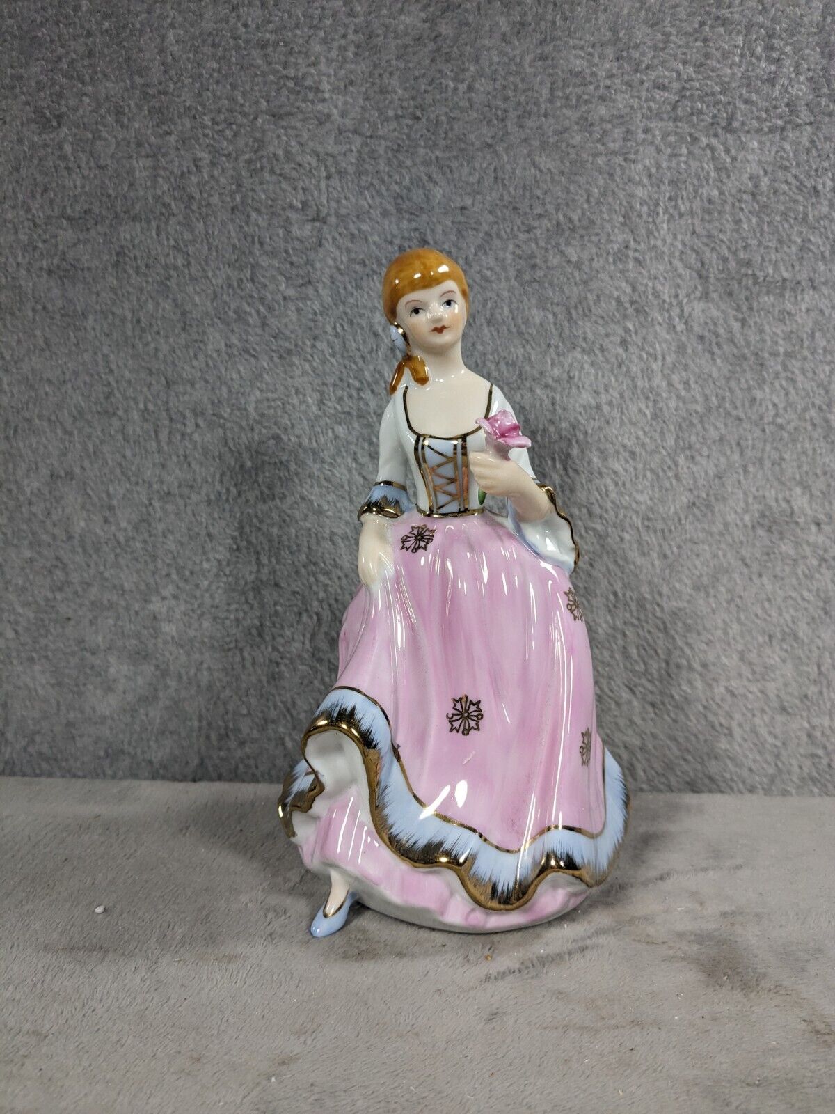 PINK LADY COLONIAL FORMAL DRESS PORCELAIN DOLL FIGURINE 8\