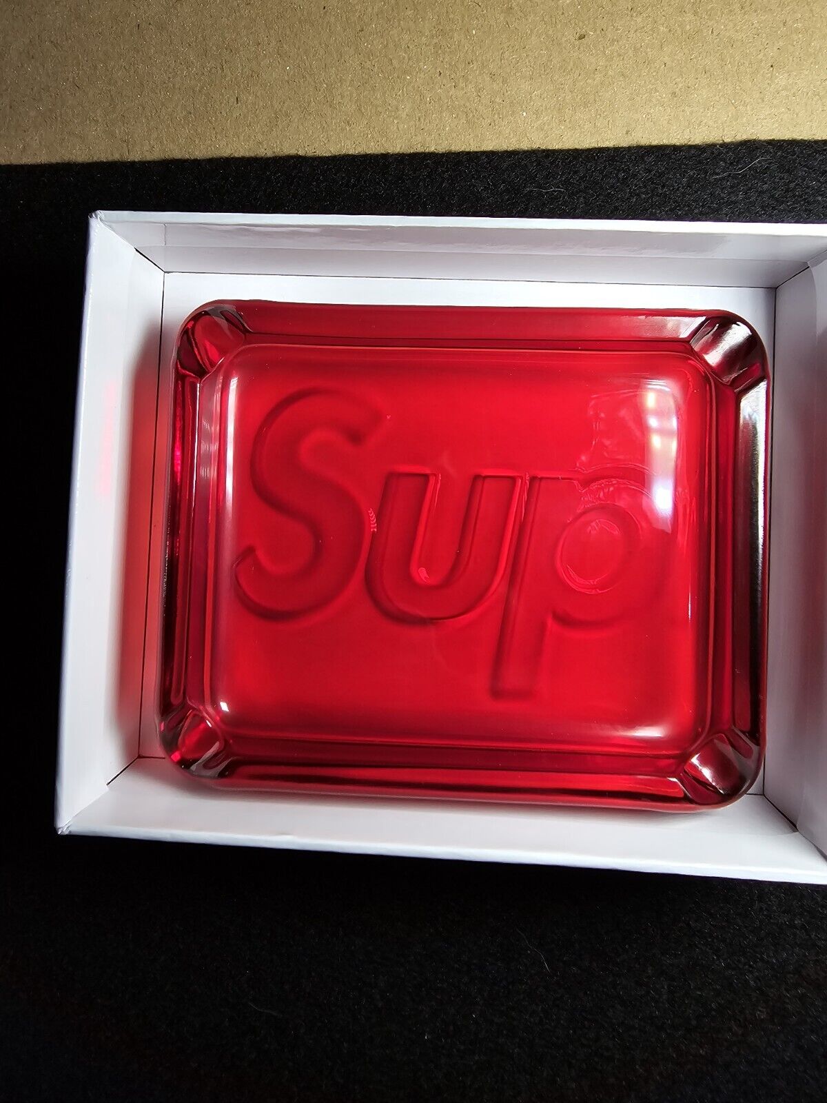 Supreme Debossed Glass Ashtray Red SS20 - Authentic Never Used 