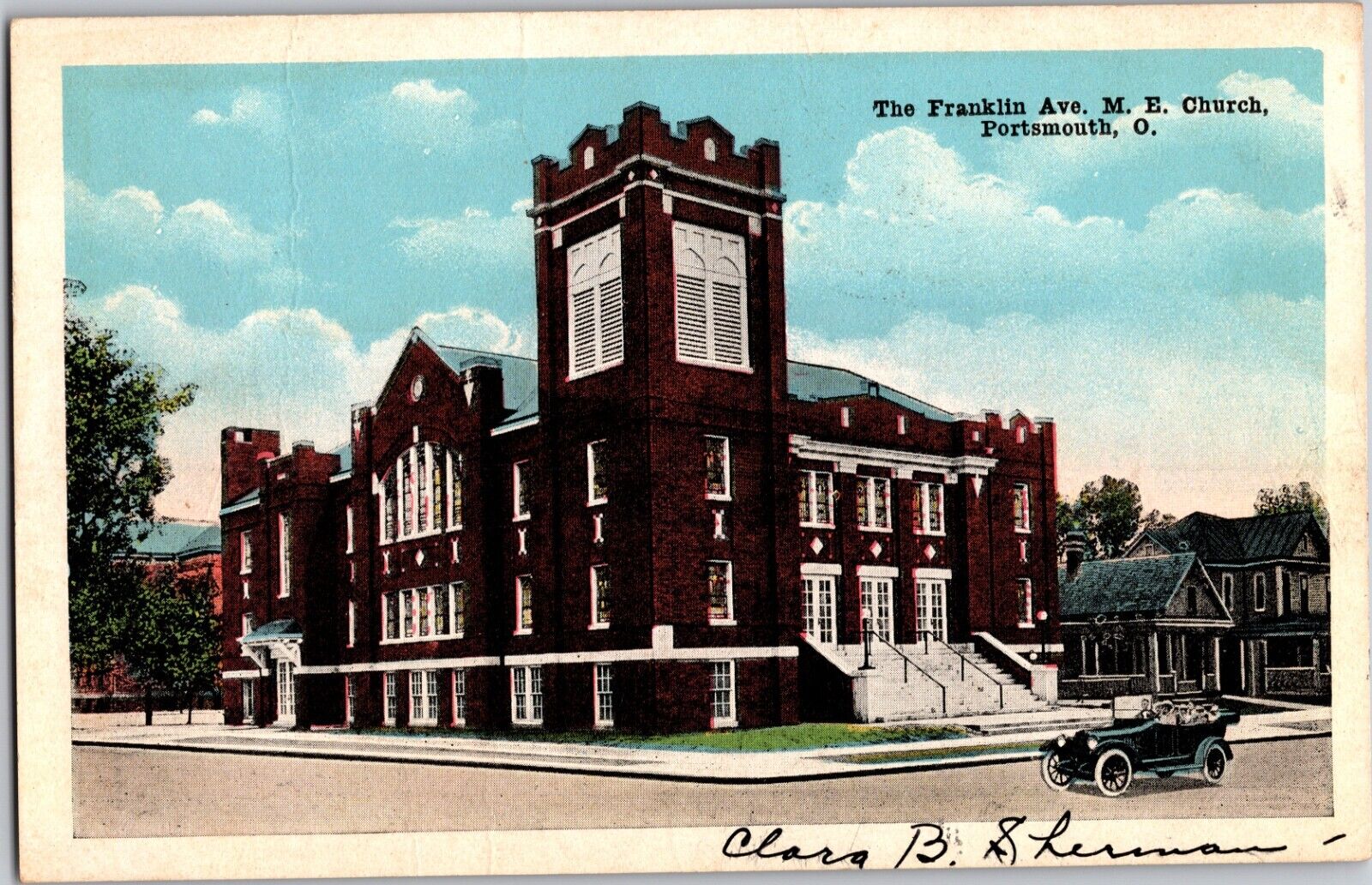 1944 Vintage Postcard Franklin Avenue Methodist Episcopal Church Portsmouth Ohio
