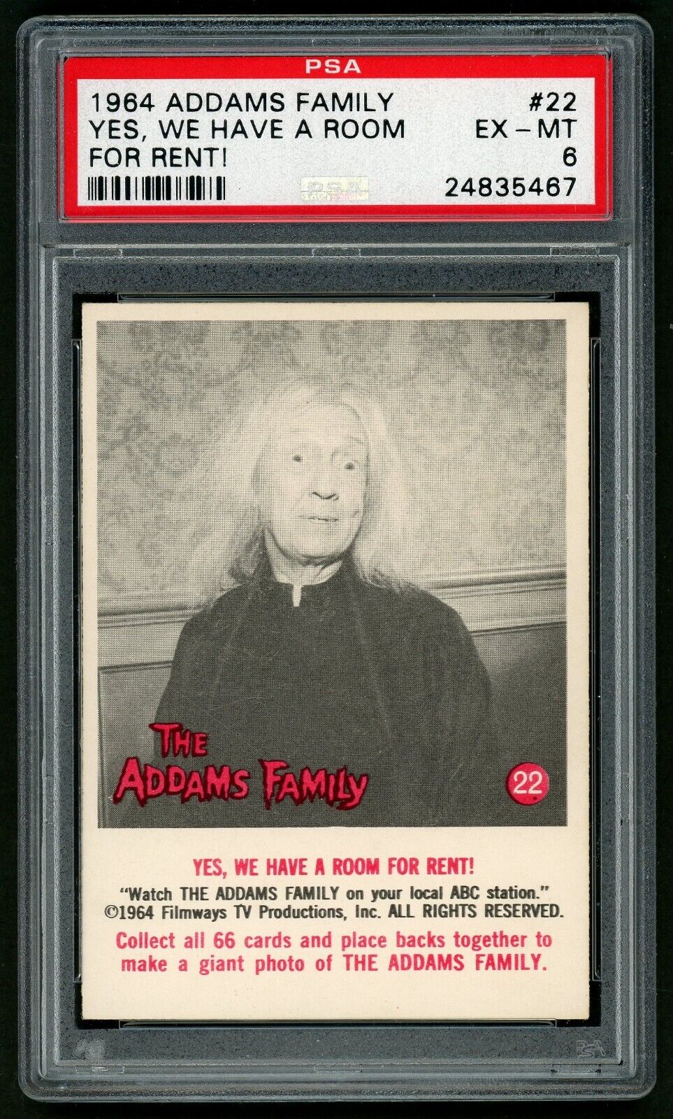 1964 Donruss The Addams Family Card #22 Yes, We Have A Room For Rent PSA 6