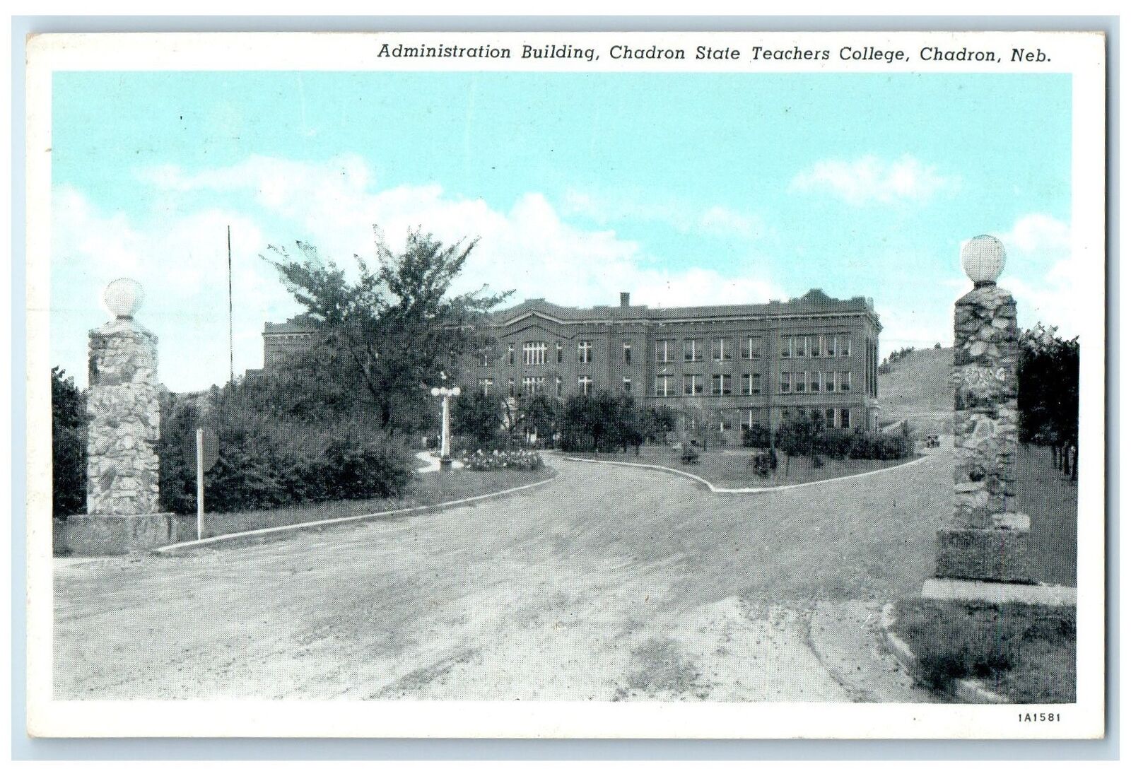 c1940's Administration Bldg. Chadron State Teachers College Chadron NE Postcard