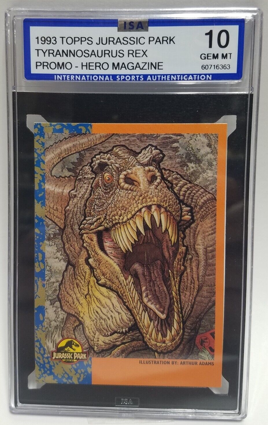 Jurassic Park 1993 Topps Tyrannosaurus Rex Promo - Hero Magazine ISA 10 Grade