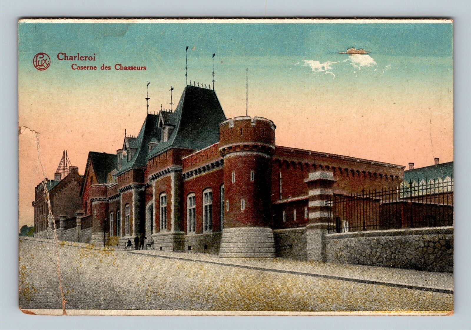 Charleroi Caserne des Chasseurs French c1910 Vintage Postcard
