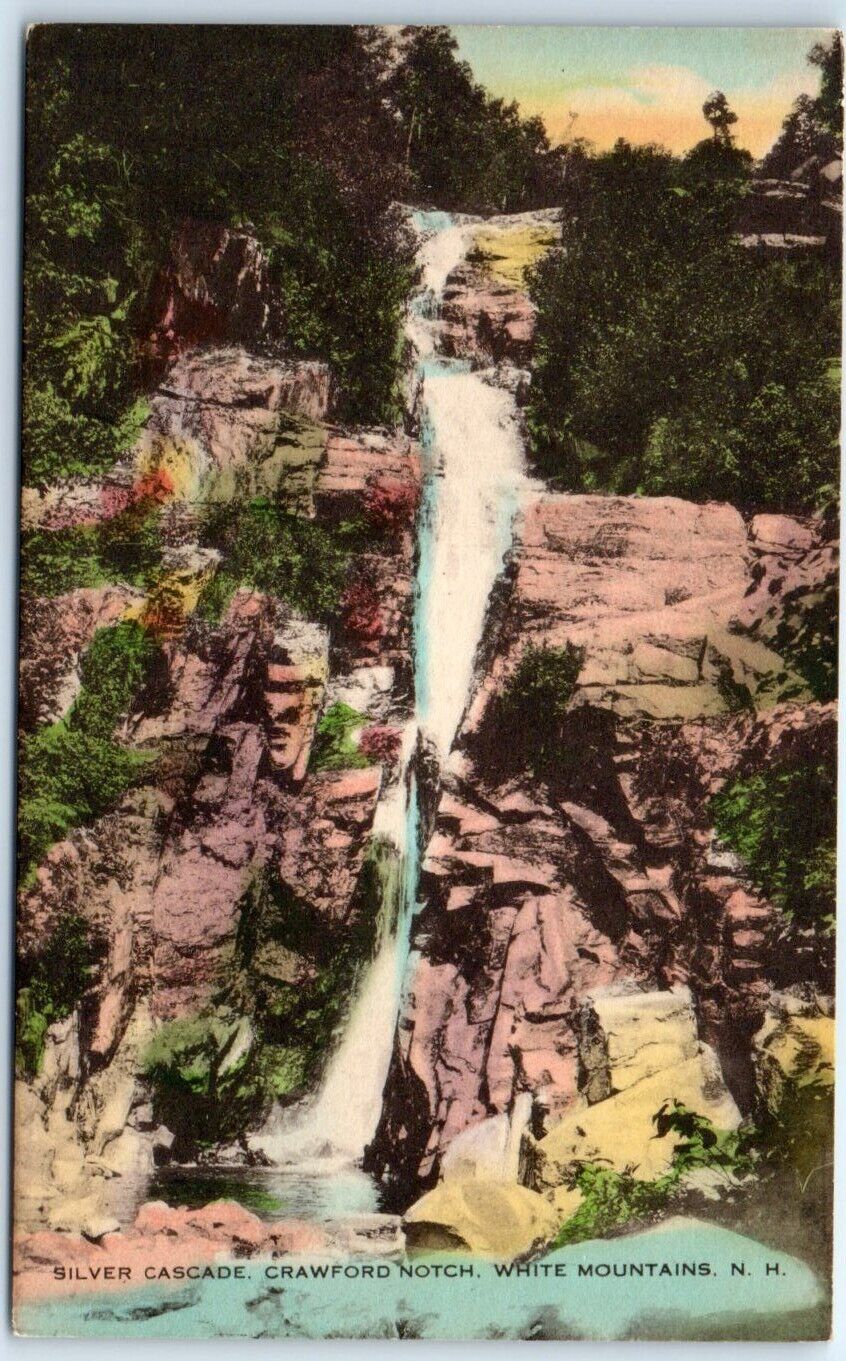 Postcard - Silver Cascade, Crawford Notch, White Mountains - New Hampshire