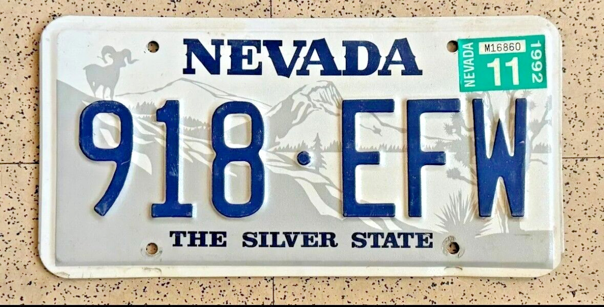 1992 NEVADA license plate – ORIGINAL OUTSTANDING vintage antique auto tag