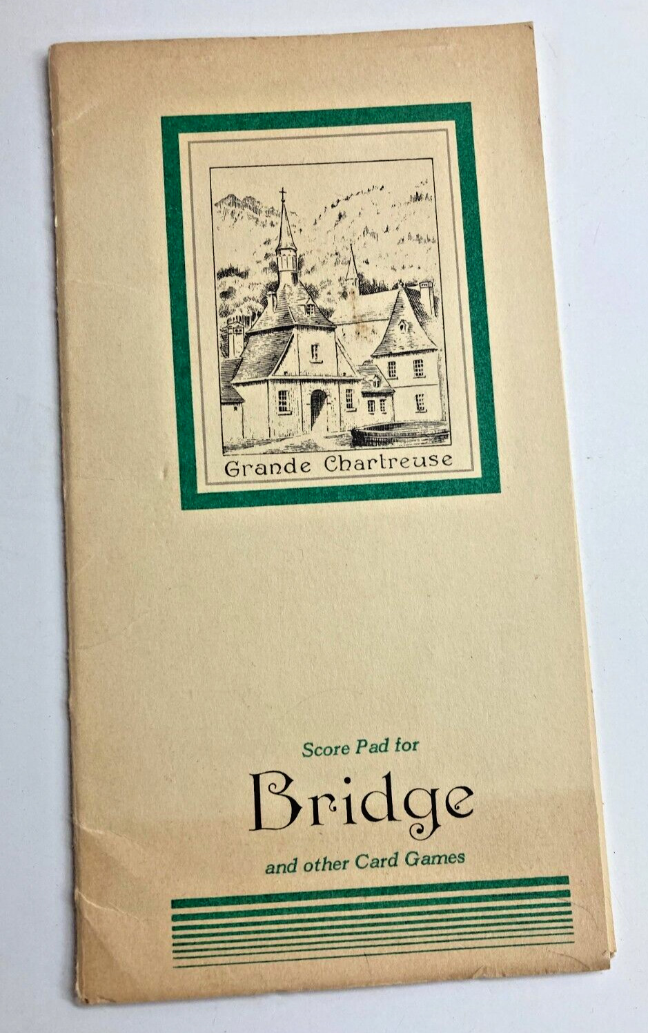 Vintage Grand Chartreuse Liqueur Bridge Game Score pad advertising